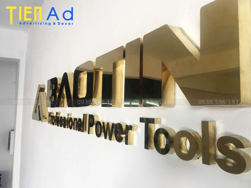 Gia công chữ nổi inox vàng