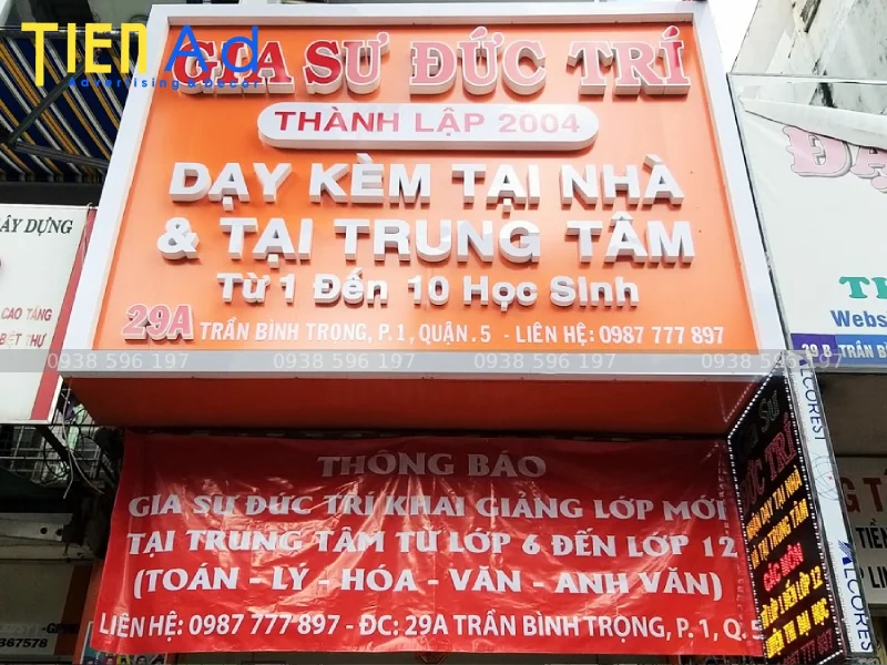 Gợi ý đơn vị làm biển quảng cáo dạy thêm uy tín trọn gói giá rẻ tại TP.HCM