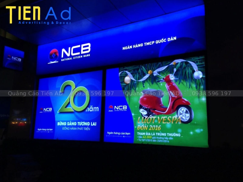 Hộp đèn bạt không gân ngân hàng NCB