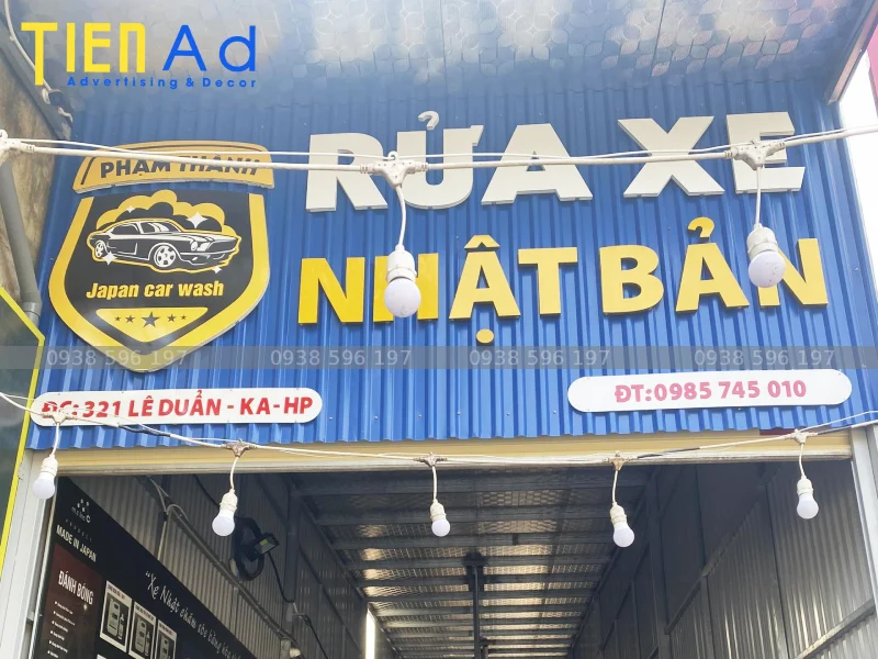 Khám phá các loại vật liệu chuyên dụng làm bảng hiệu rửa xe