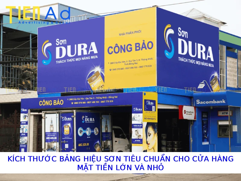 Kích thước bảng hiệu sơn tiêu chuẩn cho cửa hàng mặt tiền lớn và nhỏ