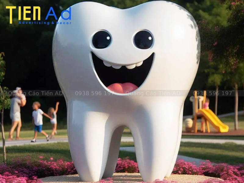 Kích thước mô hình mascot cái răng bằng composite có thể thiết kế theo yêu cầu không