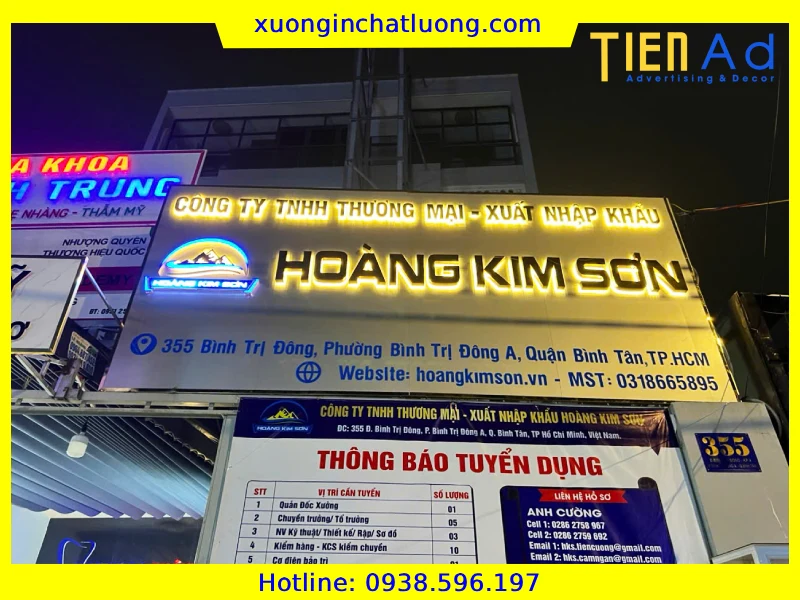 Làm Bảng Hiệu Quận Bình Tân Trọn Gói Giá Rẻ