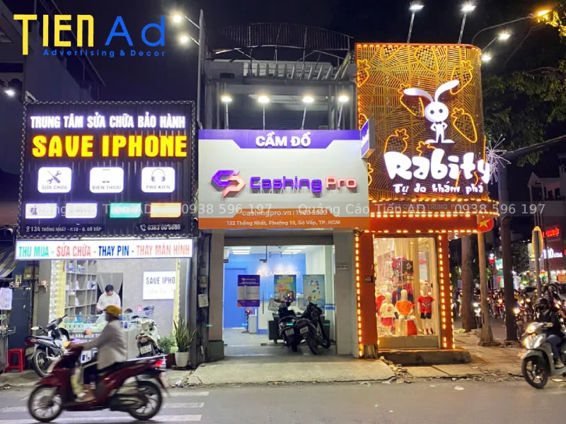 Làm bảng hiệu alu chữ nổi mica sáng đèn