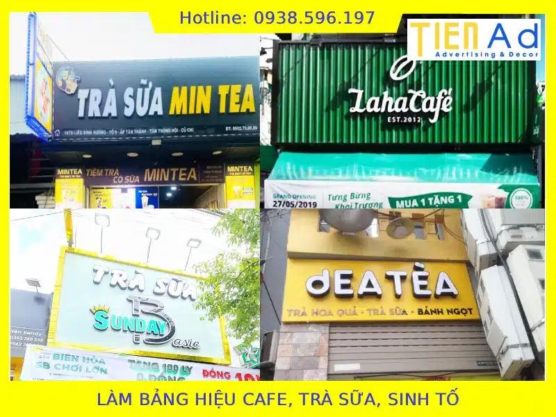 Làm bảng hiệu cafe trà sữa sinh tố