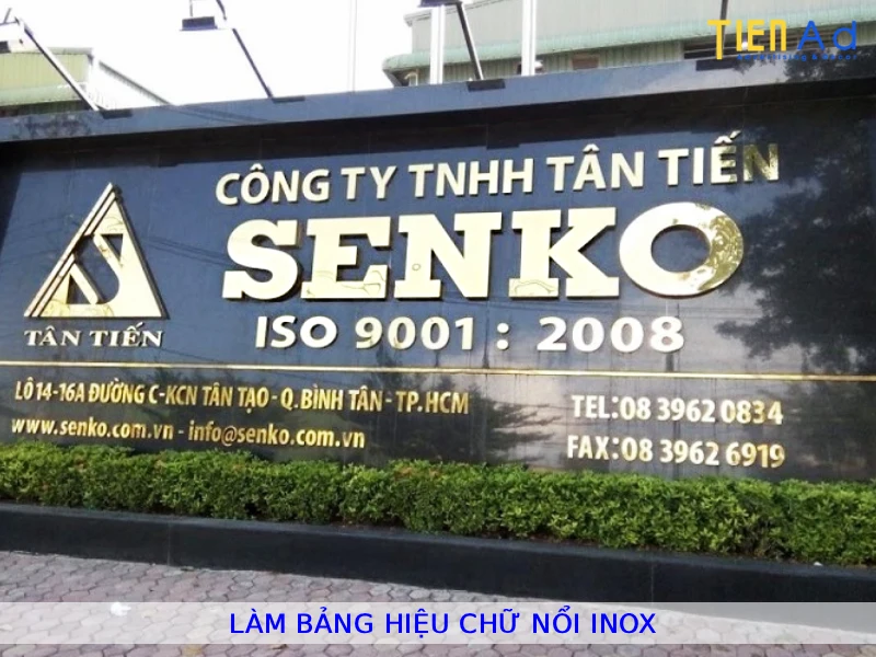 Làm bảng hiệu chữ nổi inox