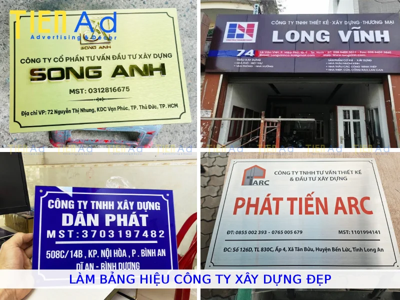 Làm bảng hiệu công ty xây dựng đẹp