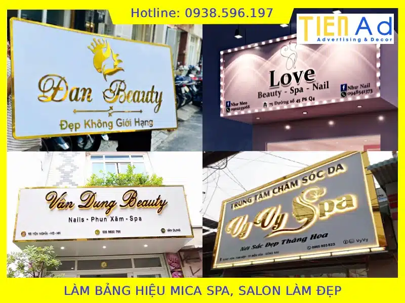 Làm bảng hiệu mica spa salon làm đẹp