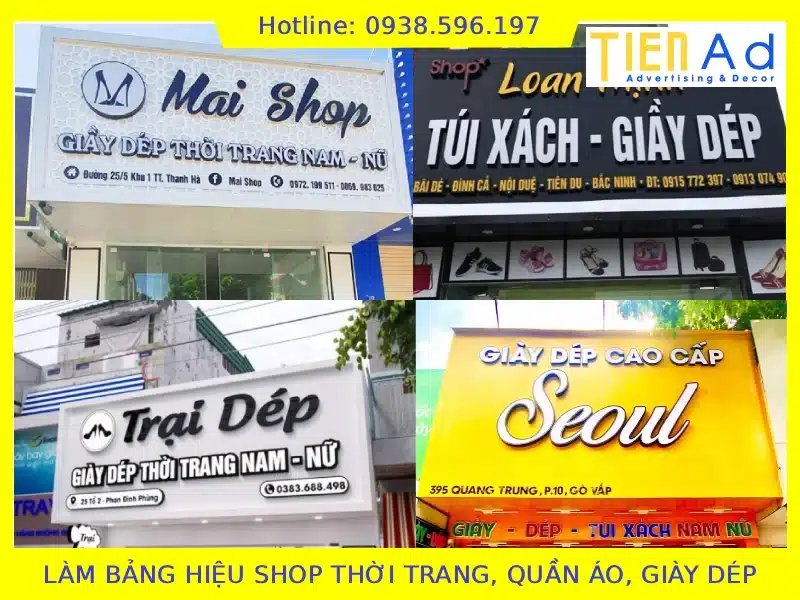 Làm bảng hiệu shop thời trang áo quần giày dép
