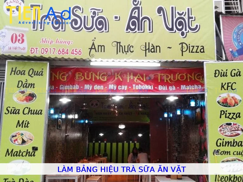 Làm bảng hiệu trà sữa ăn vặt