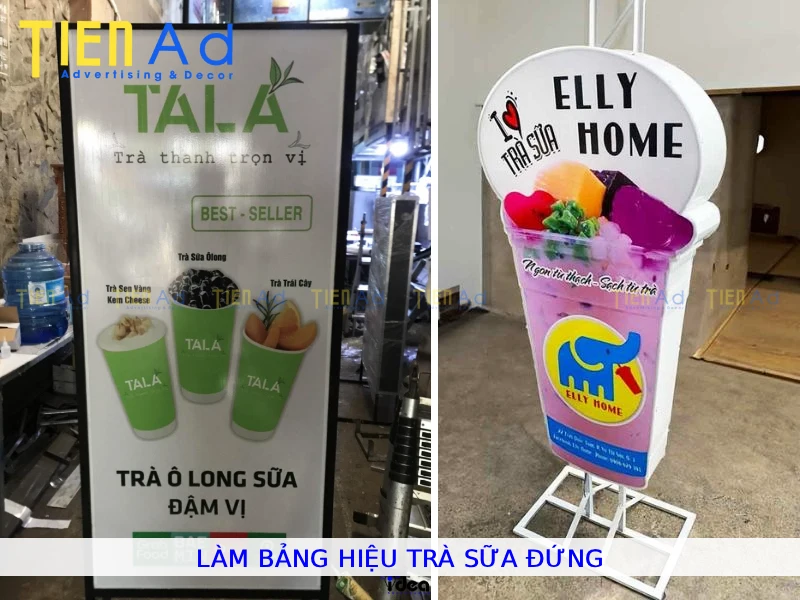 Làm bảng hiệu trà sữa đứng