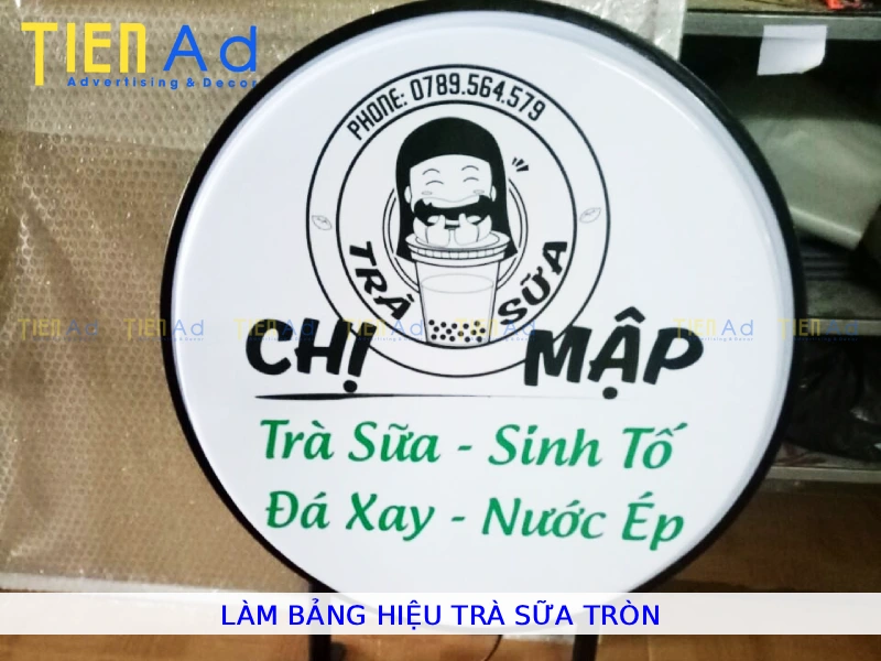 Làm bảng hiệu trà sữa tròn