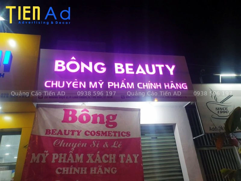 Lưu ý quan trọng khi nghiệm thu bảng hiệu shop mỹ phẩm sau thi công