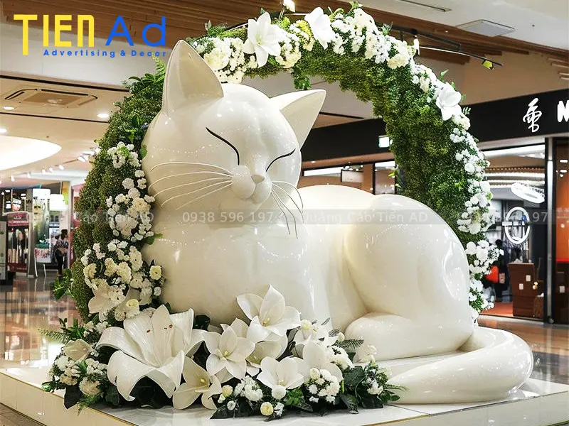 Mẫu mô hình mèo thần tài composite trang trí Tết - 5