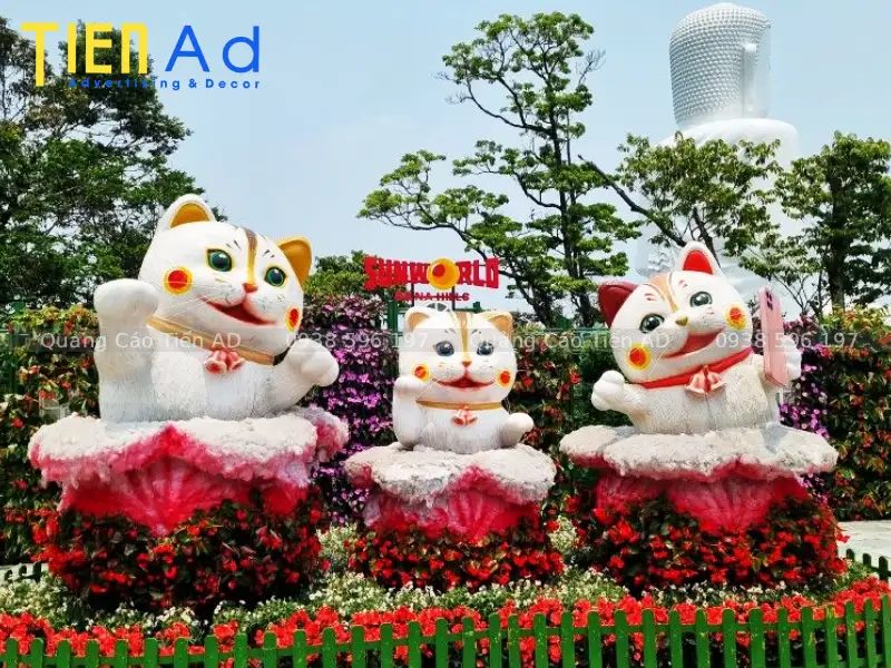 Mẫu mô hình mèo thần tài composite trang trí Tết - 7