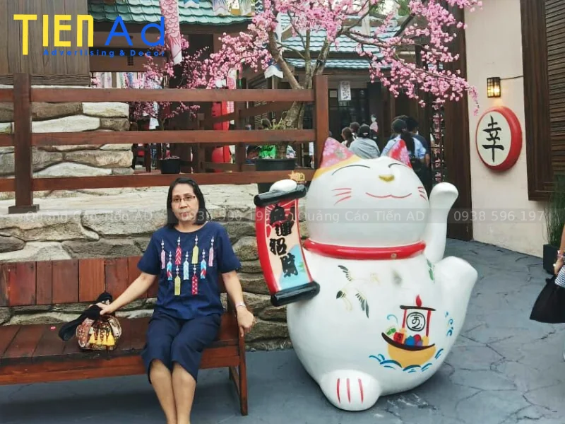 Mẫu mô hình mèo thần tài composite trang trí Tết - 8
