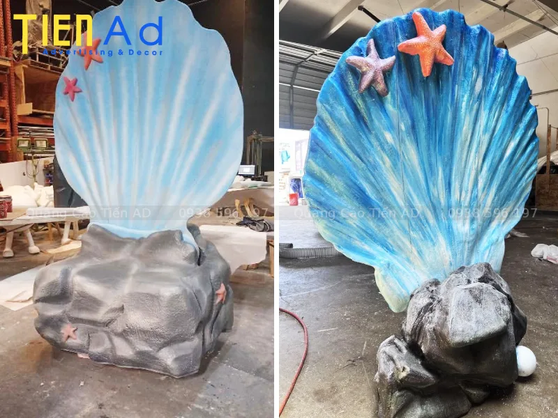 Mô hình vỏ sò trang trí bằng composite phù hợp với những không gian nào
