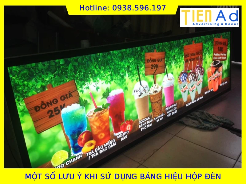 Một số lưu ý khi sử dụng bảng hiệu hộp đèn