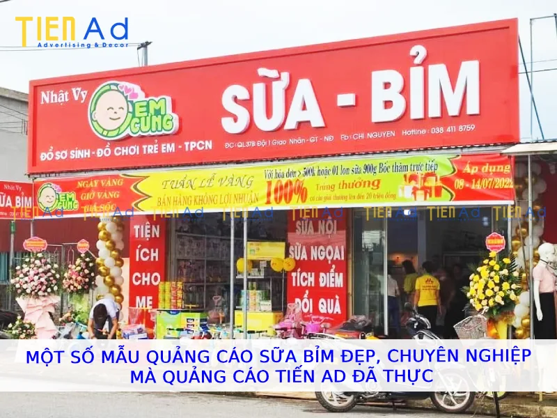 Một số mẫu biển quảng cáo sữa bỉm đẹp chuyên nghiệp mà Quảng Cáo Tiến AD đã thực hiện