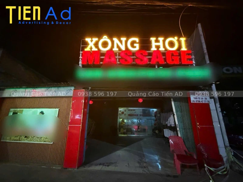 Nguyên tắc phối đèn chiếu sáng giúp biển quảng cáo massage nổi bật 247