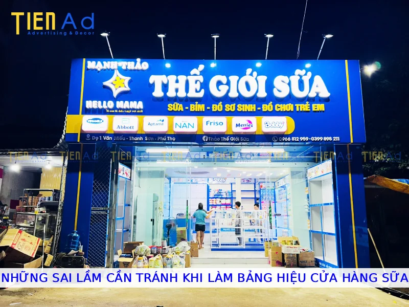 Những sai lầm cần tránh khi làm bảng hiệu cửa hàng sữa