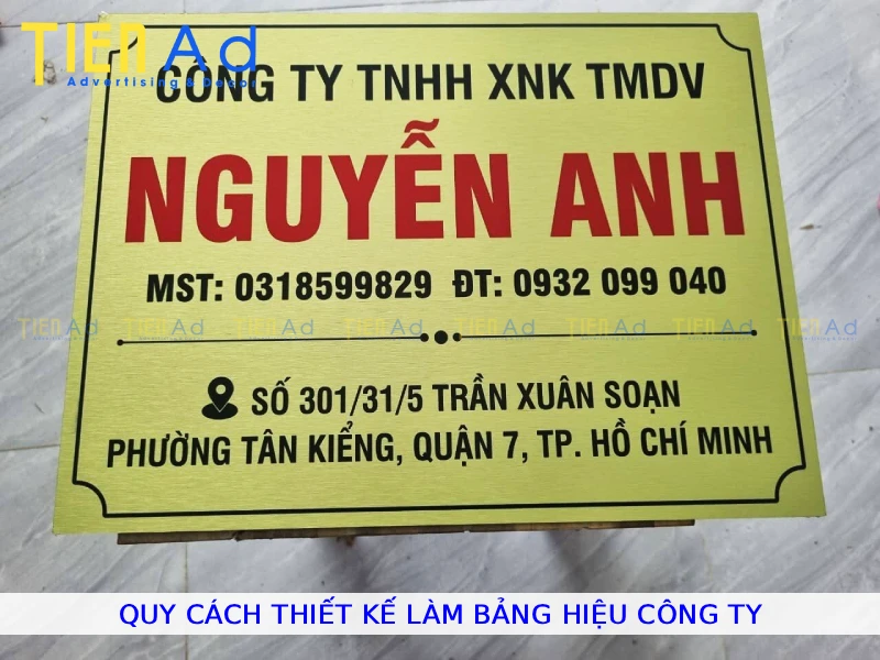 Quy cách thiết kế làm bảng hiệu công ty