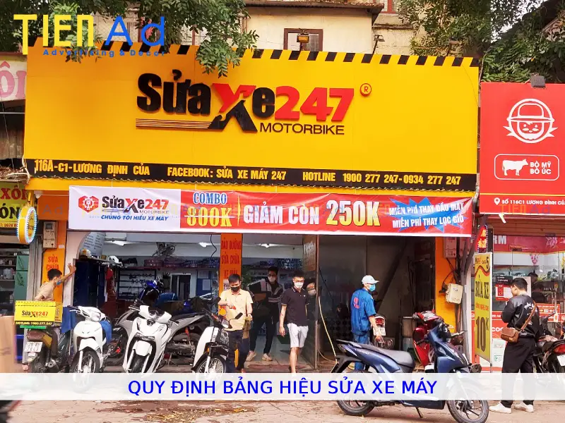 Quy định bảng hiệu sửa xe máy