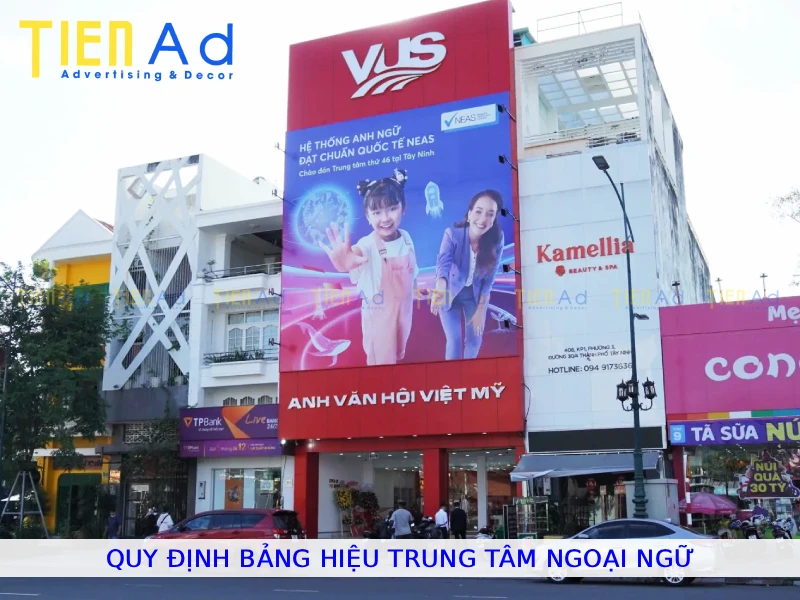 Quy định bảng hiệu trung tâm ngoại ngữ