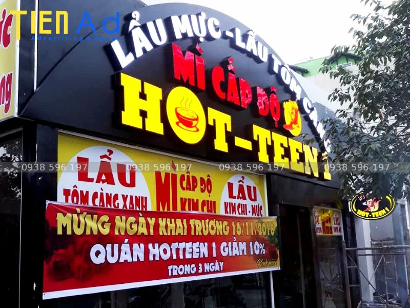 Quy trình chuẩn làm bảng hiệu mì cay tại Quảng Cáo Tiến AD