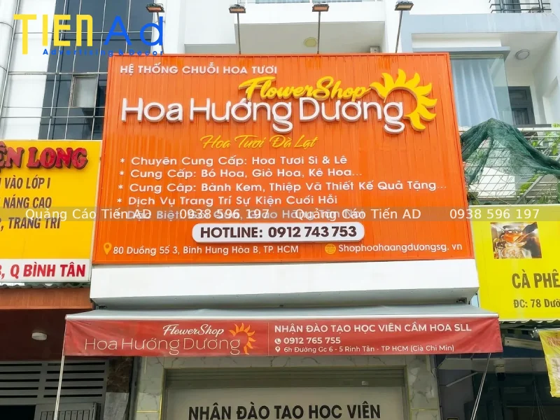 Quy trình thiết kế và thi công bảng hiệu tiệm hoa tươi