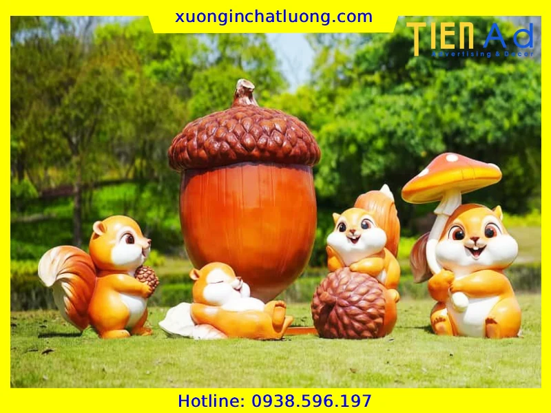 Sản Xuất Mô Hình Chú Sóc Nâu Composite Theo Yêu Cầu
