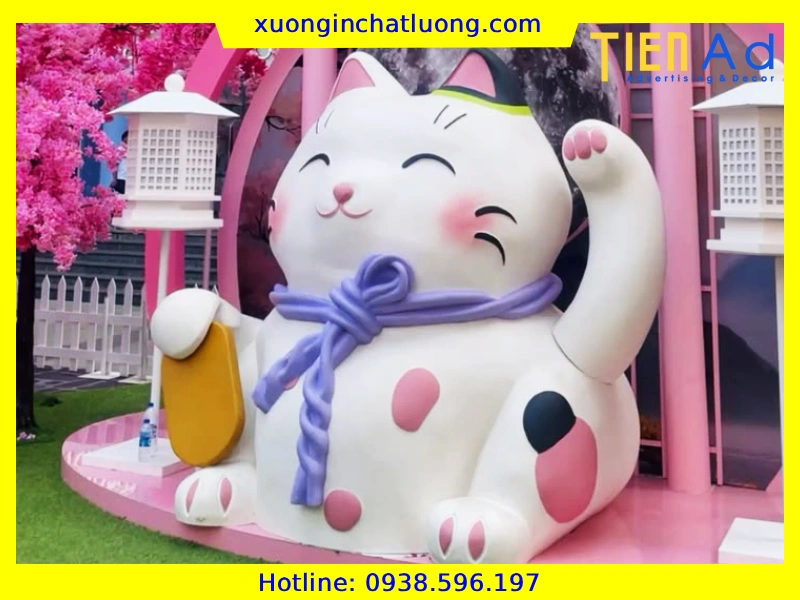 Sản Xuất Mô Hình Mèo Thần Tài Composite Trang Trí Tết Theo Yêu Cầu Tại TP.HCM