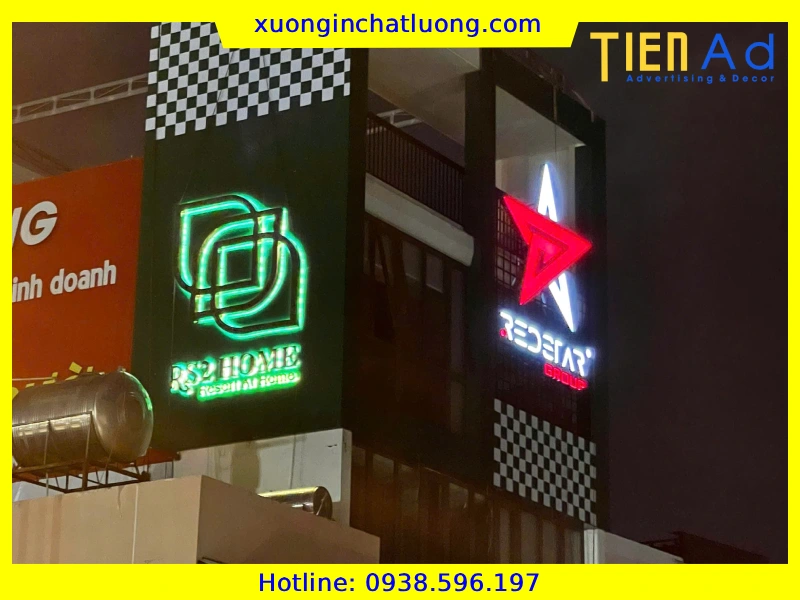 Thi Công Chữ Nổi Inox Mặt Mica Sáng Đèn LED Cho Công Ty Redstar