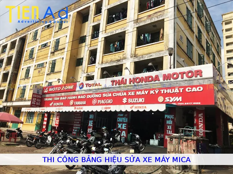 Thi công bảng hiệu sửa xe máy mica