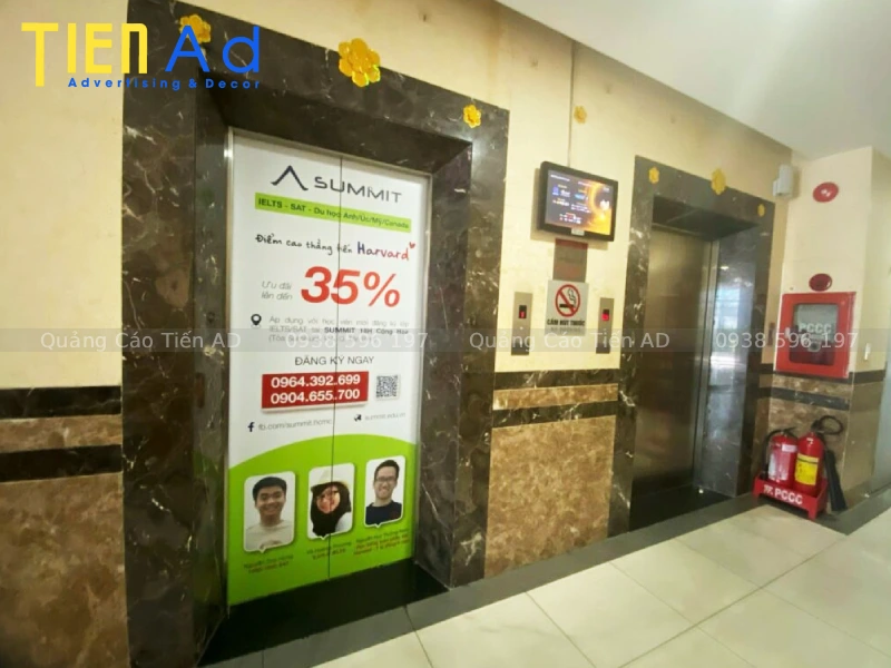 Thi công dán decal thang máy