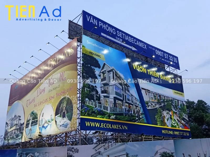 Thi công thay bạt pano quảng cáo dự án bất động sản
