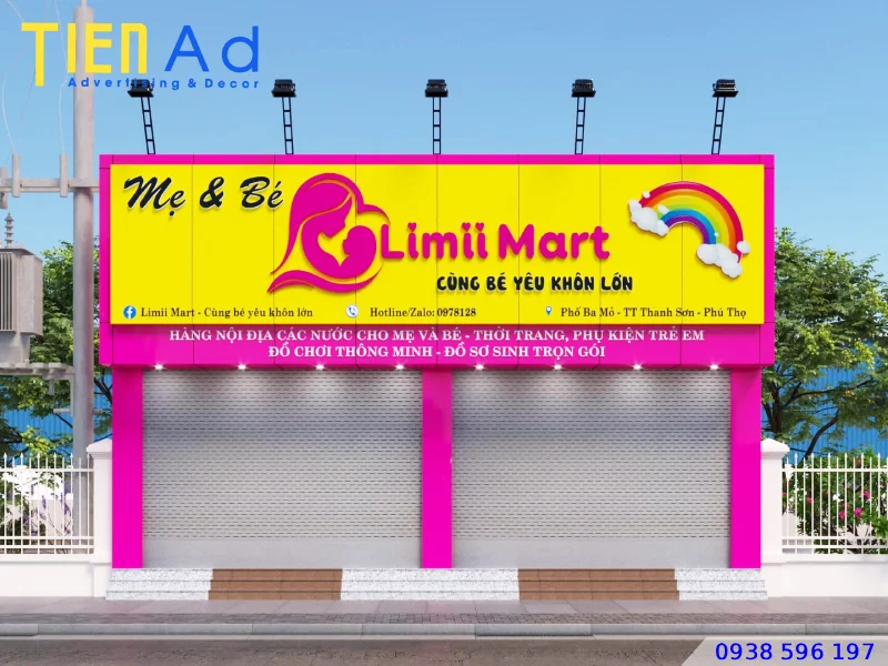 Thiết kế bảng hiệu shop mẹ và bé