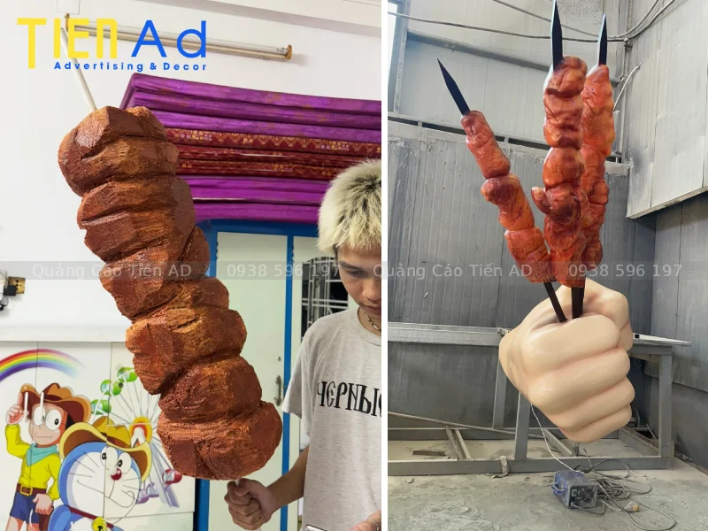 Tiến AD - Đơn vị sản xuất mô hình thịt xiên nướng khổng lồ bằng composite chuyên nghiệp tại TP.HCM