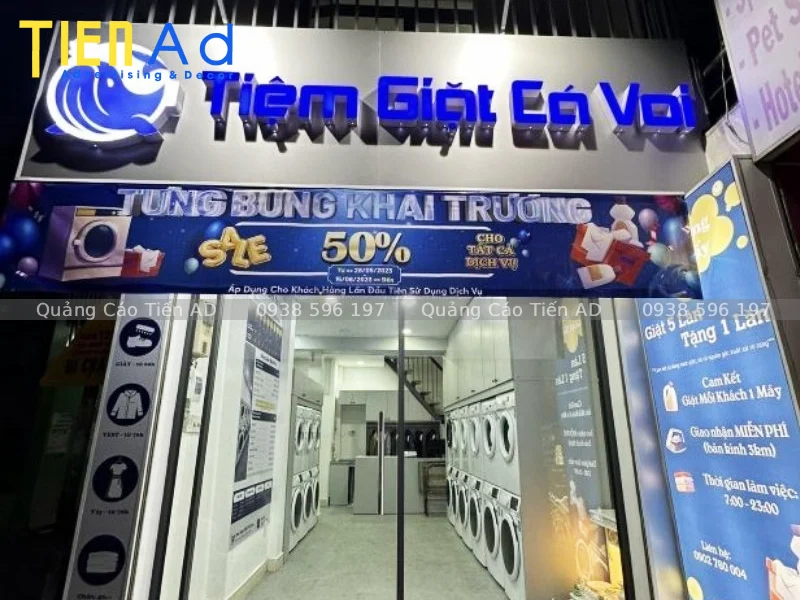 Tiến AD nhận thiết kế và thi công bảng quảng cáo giặt sấy trọn gói, giá rẻ tại TP.HCM
