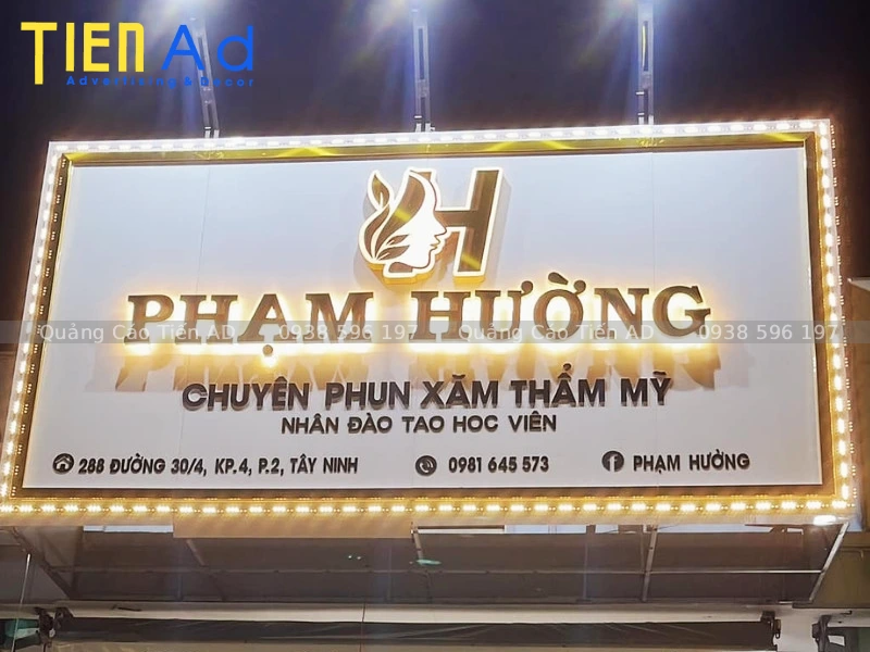 Tiến AD thi công bảng hiệu phun xăm thẩm mỹ đẹp, giá cạnh tranh