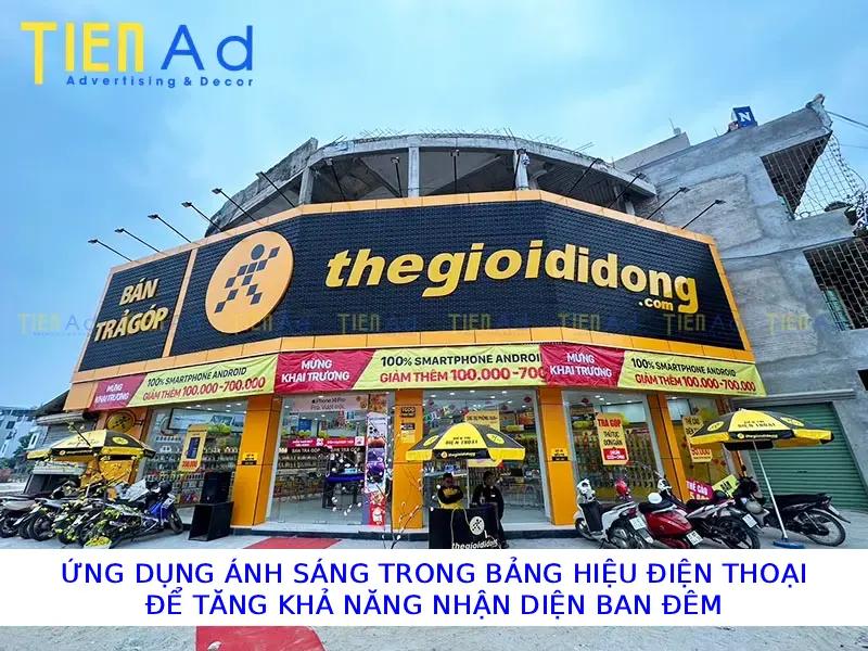 Ứng dụng ánh sáng trong bảng hiệu điện thoại để tăng khả năng nhận diện ban đêm