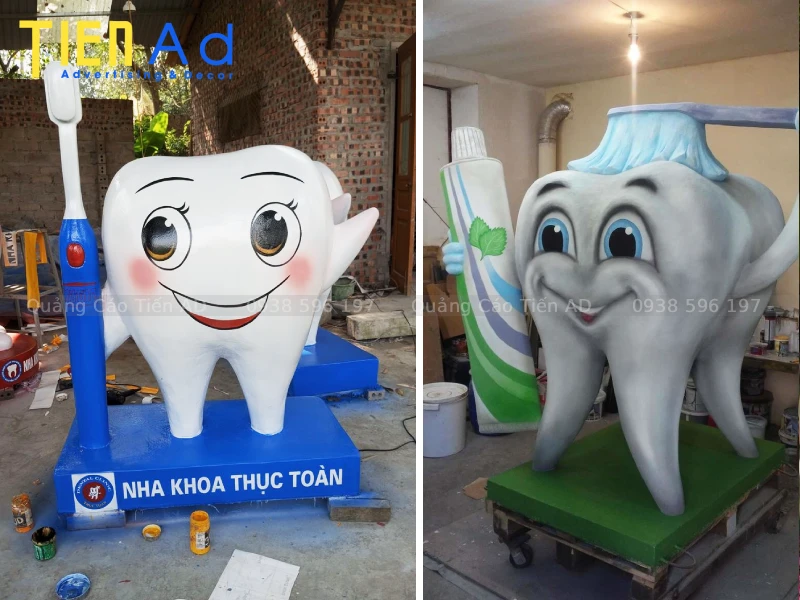 Ứng dụng của mô hình mascot cái răng bằng composite