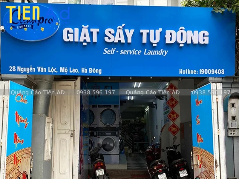 Xu hướng thiết kế bảng hiệu giặt sấy phong cách tối giản