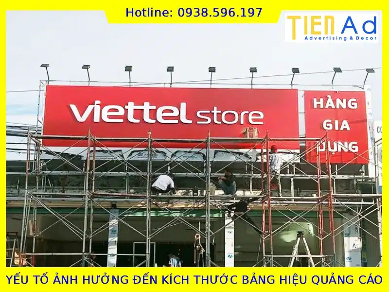 Yếu tố ảnh hưởng đến kích thước bảng hiệu quảng cáo